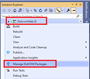 Manage DotVVM packages