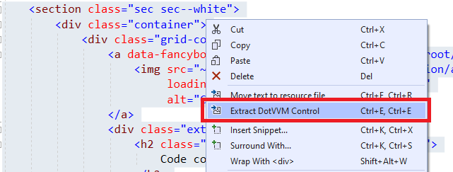 Extracting a markup control