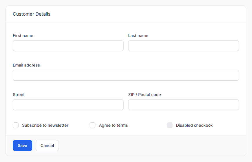 Form element and layout controls